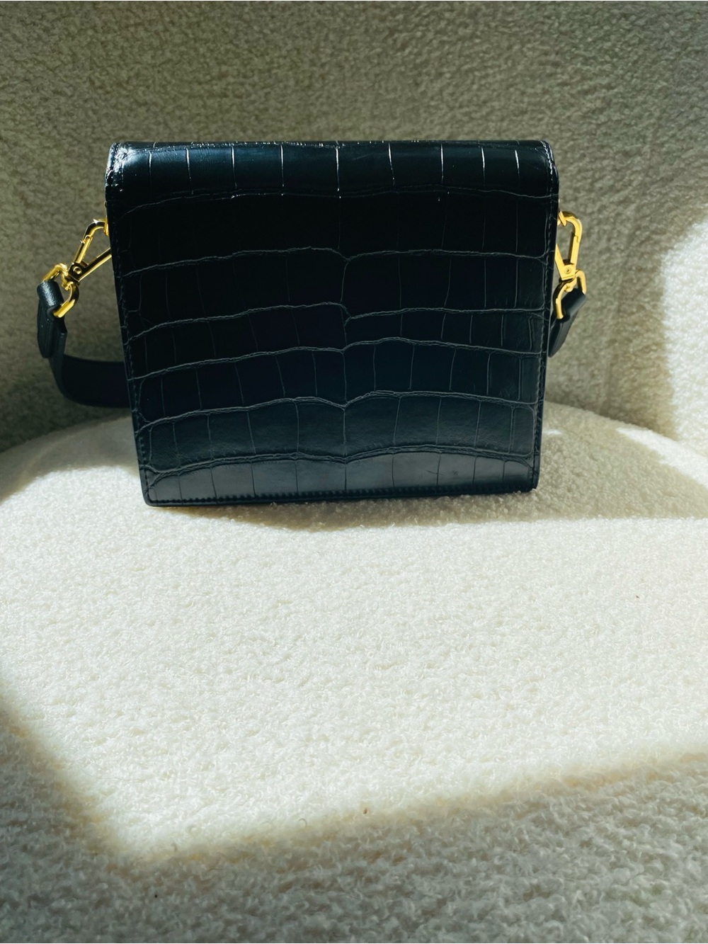 JW PEI Black Croc-Embossed Mini Crossbody with Gold Accents - Picture 3 of 4